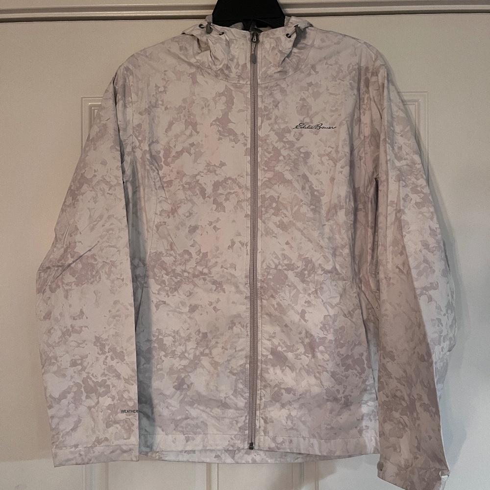 Eddie Bauer Rain Jacket - White Camouflage (L)